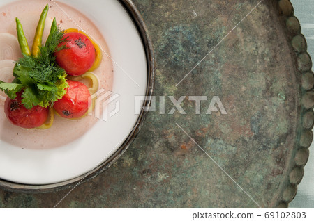 soups on a tray soups on a tray 69102803