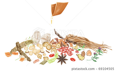 各種中草藥的插圖 69104505