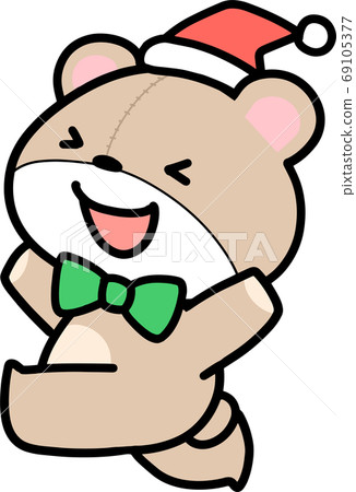 Teddy bear wearing a Santa hat - Stock Illustration [69105377] - PIXTA