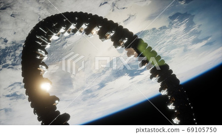 futuristic space station on Earth orbit 69105750