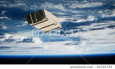 old wood box on Earth orbit 69105784