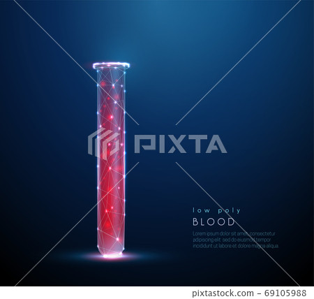 Low poly medical tube icon with blood Low poly medical tube icon with blood 69105988