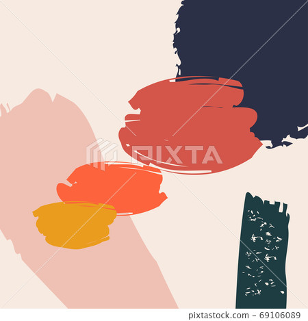 Modern abstract art. Scandinavian style print. Nordic design for interior and other. Creative minimalist hand painted illustrations for wall decoration, postcard or brochure cover design. 69106089
