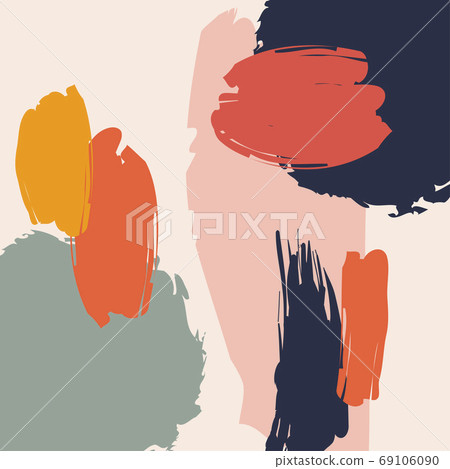 Modern abstract art. Scandinavian style print. Nordic design for interior and other. Creative minimalist hand painted illustrations for wall decoration, postcard or brochure cover design. 69106090