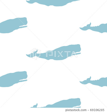 Vector Silhouette Seamless Pattern With Whales In - Stock Illustration ...