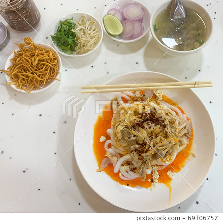 Nan Gyi Thohk Authentic Burmese Thick Noodle Dish Nan Gyi Thohk Authentic Burmese Thick Noodle Dish 69106757