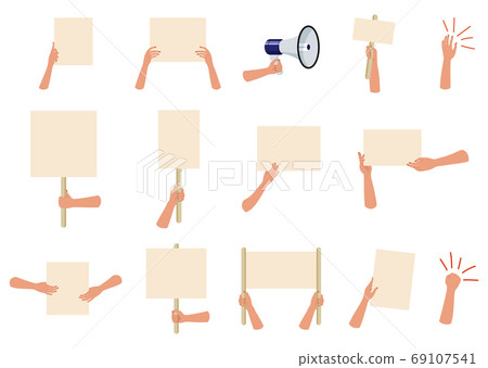 People holding protests banners 69107541