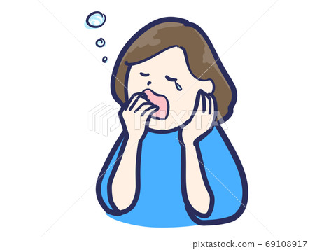 Woman yawning big 69108917