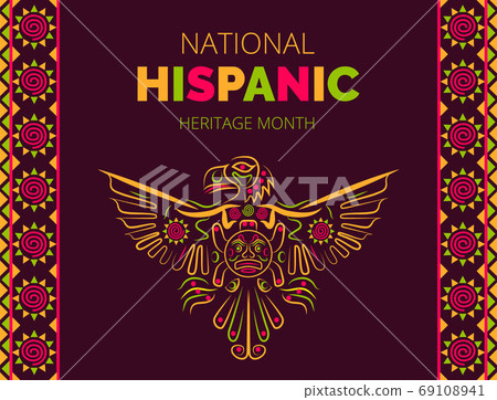 National Hispanic Heritage Month celebrated from 15 September to 15 October USA. Latino American poncho ornament vector for greeting card, banne 69108941