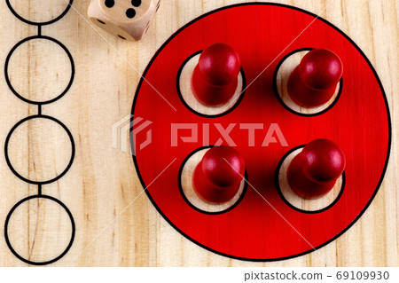 Wooden Ludu Game Board Close Up View 69109930