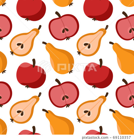 Vector autumn seamless pattern of fruits apple... - Stock Illustration ...