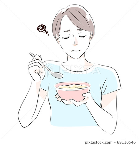Illustration of a woman eating oatmeal 69110540