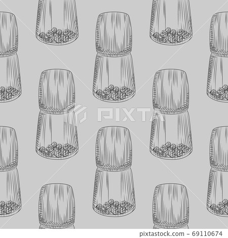 Peppercorn mill seamless pattern. Grinder spices 69110674