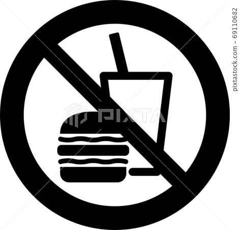 Food and drink prohibited pictogram (single color ver.) Food and drink prohibited pictogram (single color ver.) 69110682