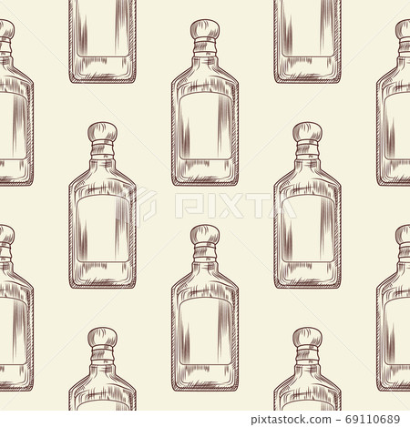 Tequila bottle seamless pattern. Traditional Tequila bottle seamless pattern. Traditional 69110689