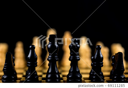 Selective Focus View of Chess Pieces on a Chess Board Selective Focus View of Chess Pieces on a Chess Board 69111285
