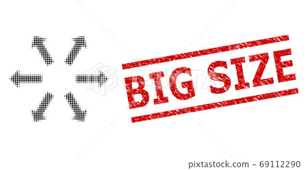 Distress Big Size Seal and Halftone Dotted Radial Arrows Distress Big Size Seal and Halftone Dotted Radial Arrows 69112290