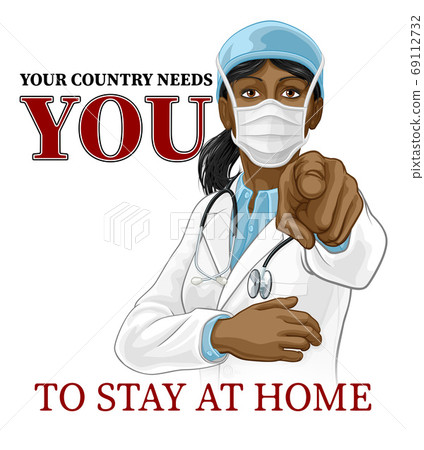 Doctor Woman Needs You Stay Home Pointing Poster 69112732