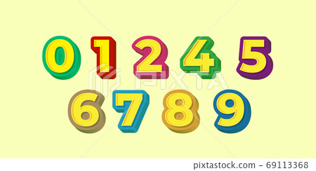 Playful and colorful number 3d style design templates Playful and colorful number 3d style design templates 69113368