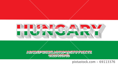 Hungary flag color text style design templates 69113376