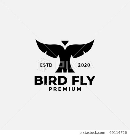 bird wing fly black silhouette front view logo design vector bird wing fly black silhouette front view logo design vector 69114726