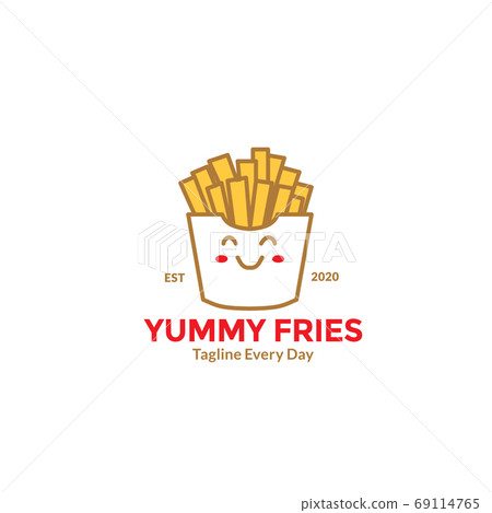 Cartoon french fries cute smile for fast food drink and restaurant logo design Cartoon french fries cute smile for fast food drink and restaurant logo design 69114765