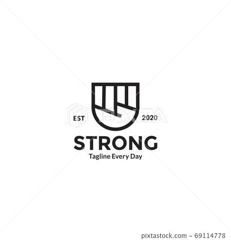Hands clenched line for strong and spirit logo design Hands clenched line for strong and spirit logo design 69114778