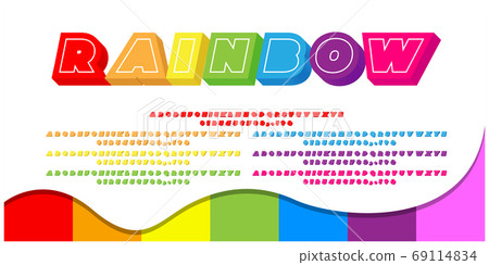 Colorful rainbow text effect with pattern template editable 69114834