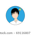 Inspirational icon of a young man with speech bubble 69116807