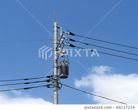 Wire and telephone pole Wire and telephone pole 69117254