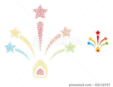 Star Fireworks Recursion Mosaic of Self Items - Stock Illustration ...
