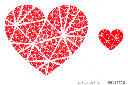 Polygonal Love Heart Fractal Collage of Self Items - Stock Illustration ...