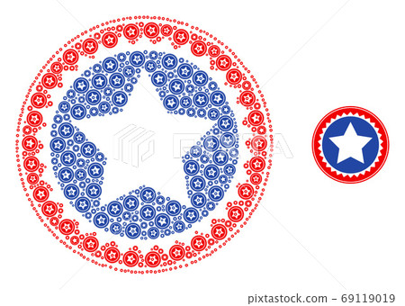 Star Seal Stamp Recursive Collage of Self Icons - Stock Illustration ...