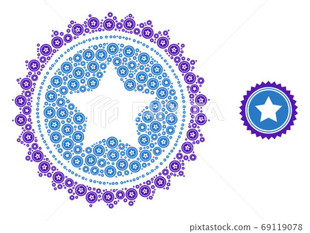 Star Seal Stamp Recursion Collage of Self Icons - Stock Illustration ...