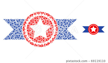Star Seal with Ribbons Fractal Mosaic of Self... - Stock Illustration ...