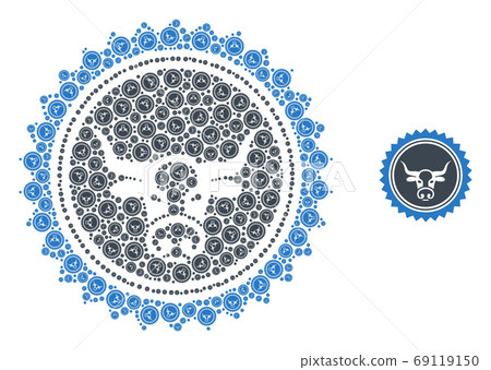 Bull Seal Stamp Fractal Composition of Self Icons - Stock Illustration ...