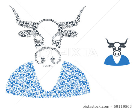 Cow Boy Fractal Mosaic of Self Items - Stock Illustration [69119863 ...