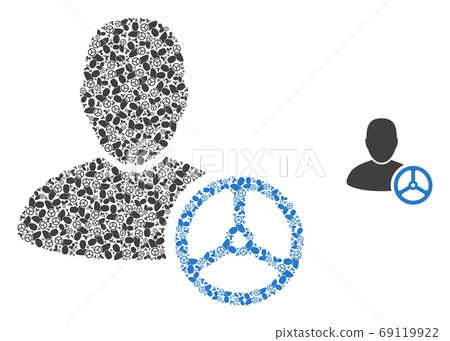 Driver Man Recursion Mosaic of Self Items - Stock Illustration ...