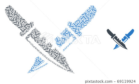 Knife Pair Fractal Composition of Self Icons - Stock Illustration ...