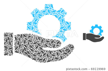 Gear Service Hand Recursive Mosaic of Self Icons - Stock Illustration ...