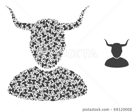 Horned User Fractal Composition of Self Icons - Stock Illustration ...