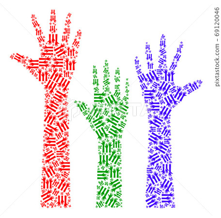 Voting Hands Up Vector Mosaic of Self Recursive... - Stock Illustration ...
