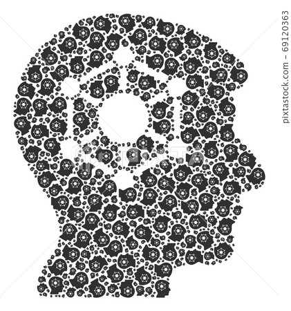 Human Brain Vector Mosaic of Self Recursive Icons - Stock Illustration ...