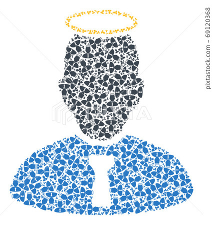 Holy Person Vector Collage of Self Fractal Items - Stock Illustration ...