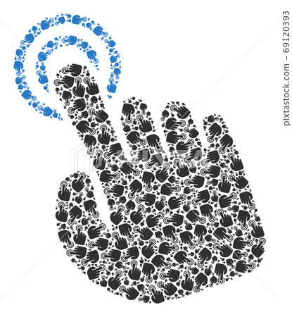 Hand Press Action Vector Composition of Self... - Stock Illustration ...