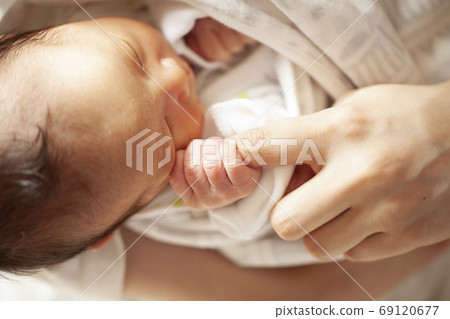 Baby hand holding mother's fingers Baby hand holding mother's fingers 69120677