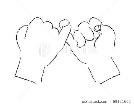 Hand cutting, promised hand Crayon hand drawn illustration Hand cutting, promised hand Crayon hand drawn illustration 69121603