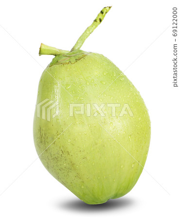 water drop green coconut an isolated on white background 69122000