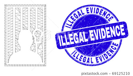 Blue Scratched Illegal Evidence Stamp Seal and Web Mesh Jailed Person Blue Scratched Illegal Evidence Stamp Seal and Web Mesh Jailed Person 69125210