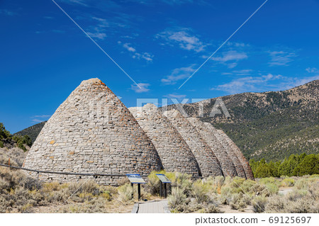Sunny exterior view of the huge oven of Ward Charcoal Ovens Stat Sunny exterior view of the huge oven of Ward Charcoal Ovens Stat 69125697